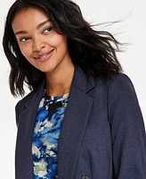 Bar Iii Women's Faux-Double-Breasted Compression-Denim Blazer, Exclusively at Macy's