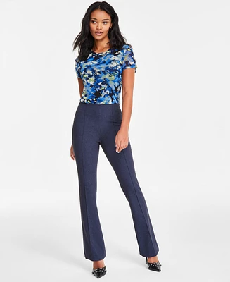 Bar Iii Women's High-Rise Compression-Denim Flare Pants, Exclusively at Macy's