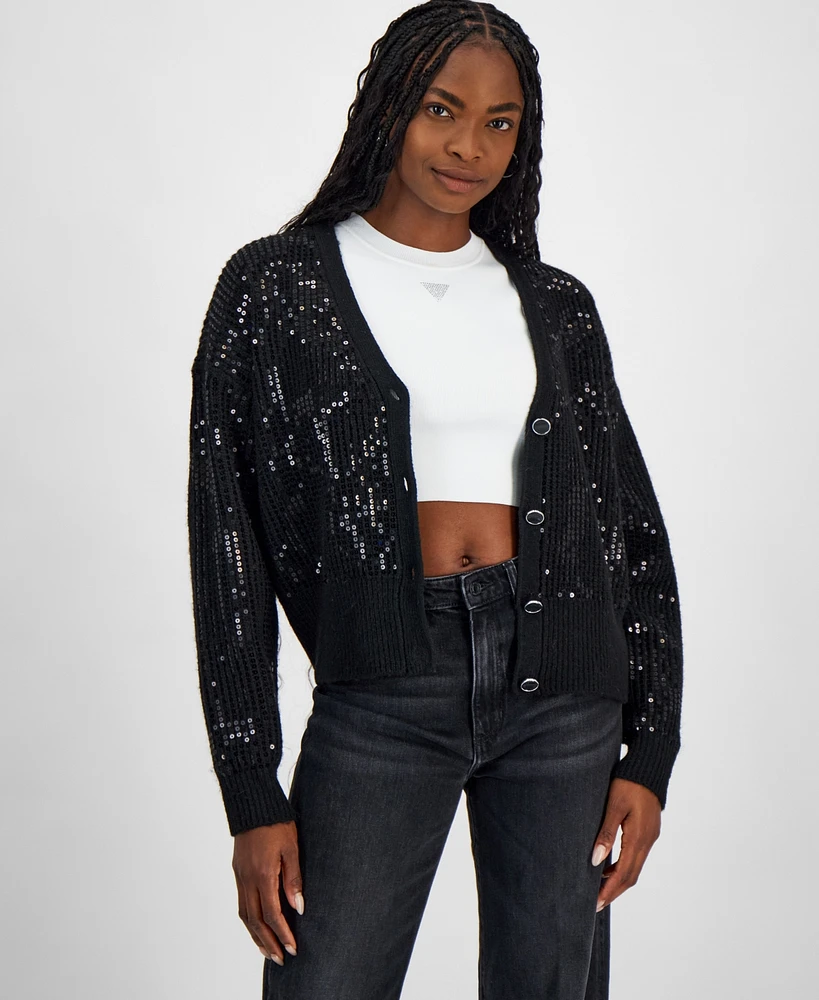 Guess Women's Riley Sequined Cardigan