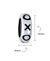 Bling Jewelry Xo Hugs Kisses Stopper Bead Charm Black Rubber Center Sterling Silver