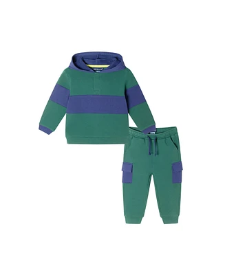 Andy & Evan Baby Boys Color Blocked Terry Hoodie Pant Set