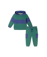 Andy & Evan Baby Boys Color Blocked Terry Hoodie Pant Set