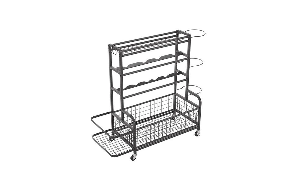 Slickblue 4-Tier Metal Storage Organizer with Rolling Wheels for Easy Mobility