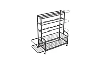 Slickblue 4-Tier Metal Storage Organizer with Rolling Wheels for Easy Mobility