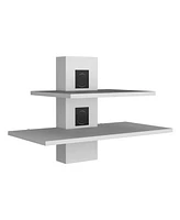 Depot E-Shop Floating Floating Shelf, Dual-Shelf Wall Unit with Cable Management