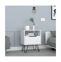 Depot E-Shop Begonia Nightstand, Shelf, Single Door Cabinet, Hairpin Legs