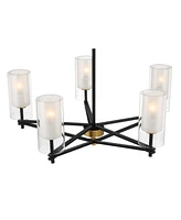 Possini Euro Design Nyack 25" Modern Pendant Chandelier Ceiling Light Fixture Dining Room Over Table Kitchen Island Foyer Open Frame Hanging 5-Light B