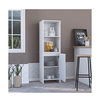 Depot E-Shop Romulo Kitchen Pantry, Two External Shelves, Single Door Cabinet, Two Interior Shelves, White