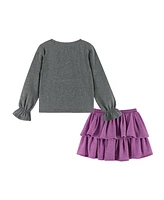 Andy & Evan Toddler Girls Toddler/Child Purple Long Sleeve Top w/Skirt Set