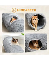 Slickblue Large Cat Tunnel – 44.9 Inches Long, 9.8 Inches Diameter, Collapsible Plush Tube for Indoor Cats, Rabbits, and Puppies