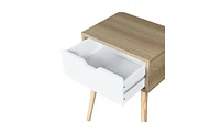 Slickblue Side Table with 1 Drawer and Rubber Wood Legs for Stylish Functionality