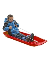 Lucky Bums Kids 48 Inch Plastic Snow Toboggan Sled with Pull Rope