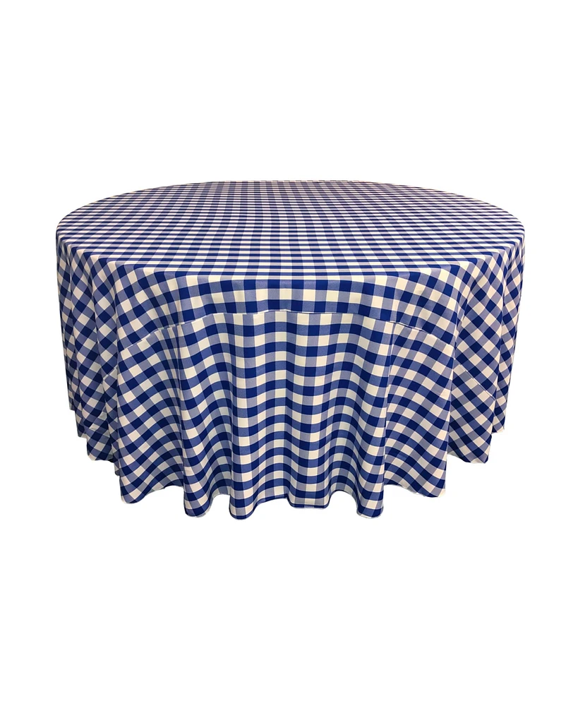 Slickblue 108-Inch Round Polyester Gingham Checkered Tablecloth