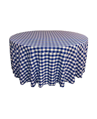 Slickblue 108-Inch Round Polyester Gingham Checkered Tablecloth