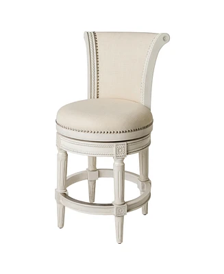 Maven Lane Pullman Counter Stool in White Oak w/ Natural Color Fabric Upholstery