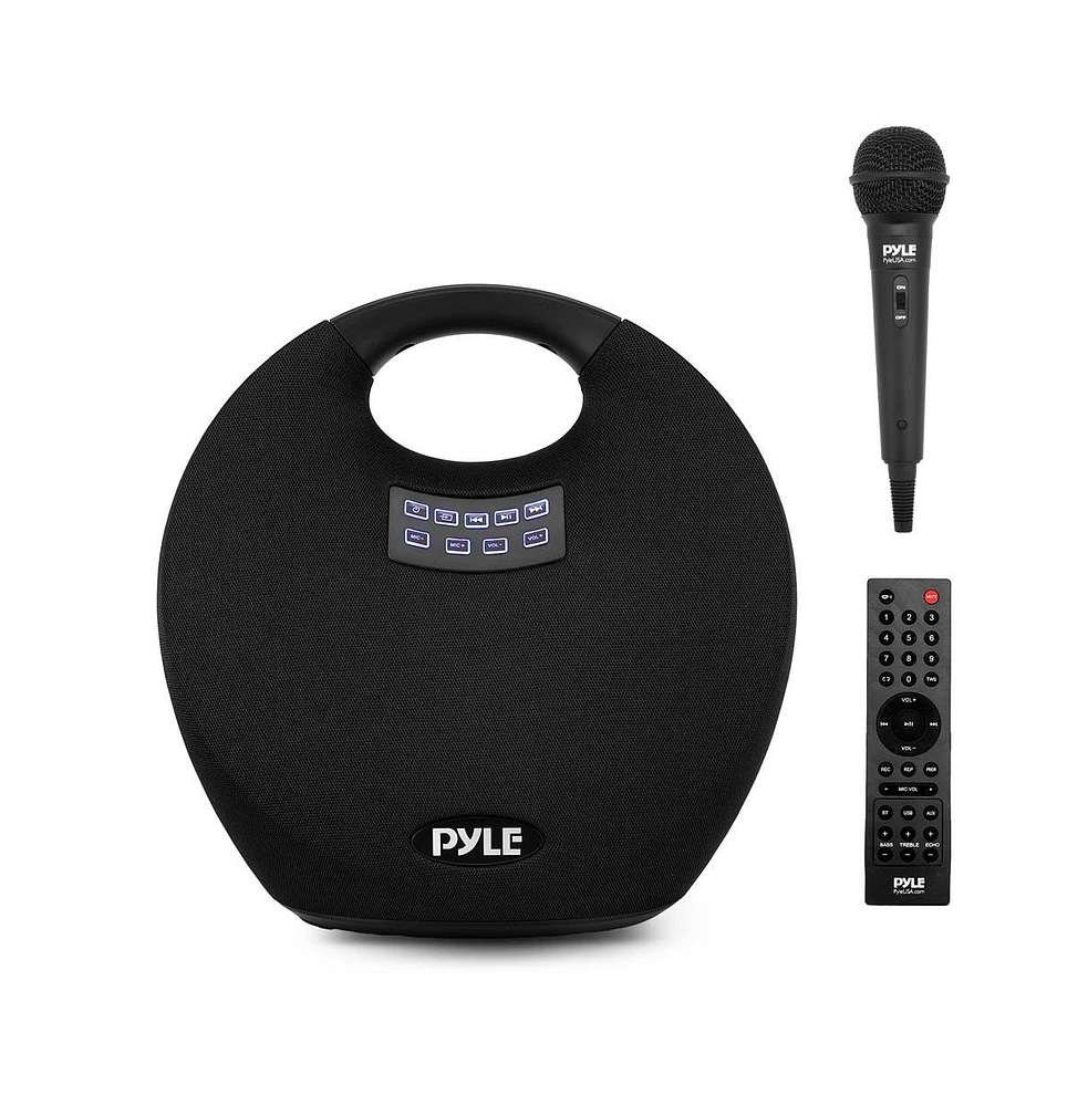 Pyle 5.25” Portable Wireless Bluetooth Streaming Speaker With Wired Microphone & Remote, 220 Watt