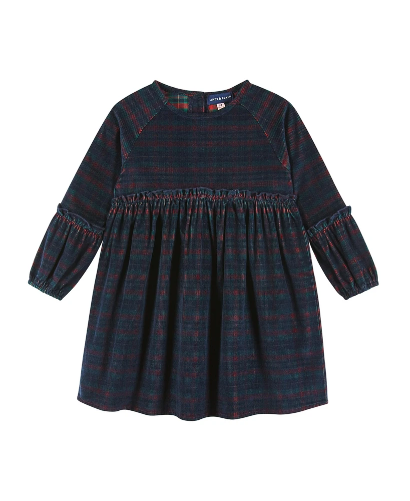 Andy & Evan Toddler Girls Toddler/Child Red Plaid Stretch Cord Ruffle Dress