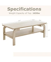 Gymax 47'' Rectangular Coffee Table w/ Storage Shelf & Curved Legs for Living Room