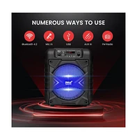 Pyle 8” Bluetooth Portable Pa Speaker With Rechargeable Battery & Party Lights, 300 Watt