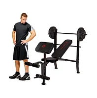 Marcy Pro Home Gym Standard Weight Training Bench with 80 Pound Weight Set