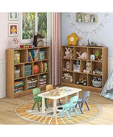 Costway 10-Cube Bookcase for Kids 41"Wooden Toy Storage Organizer Kid s Room