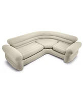 Intex Inflatable Corner Living Room Air Mattress Sectional Sofa Couch, Beige