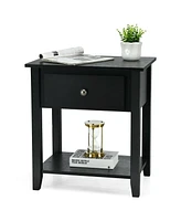 Gymax 2PCS Nightstand Sofa End Side Table W/ Storage Drawer Bottom Shelf