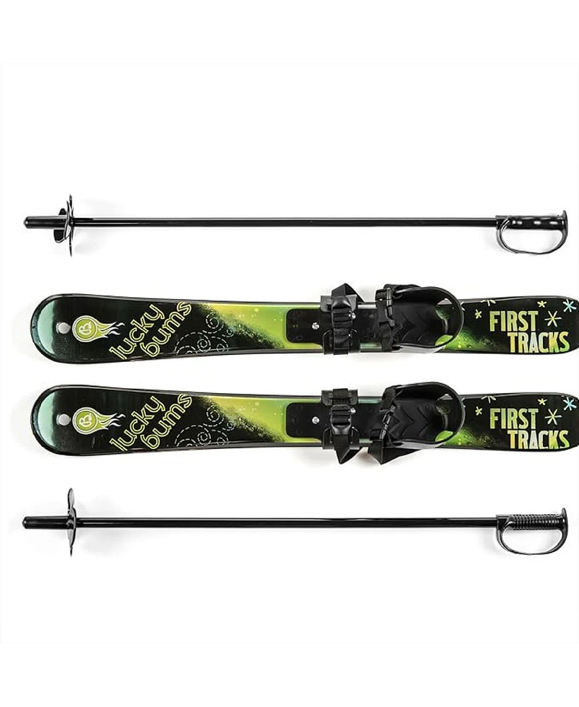 Lucky Bums Toddler Kids Beginner Plastic Snow Skis w/ Adjustable Bindings, Green