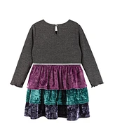 Andy & Evan Toddler Girls Toddler/Child Multi Colored Crushed Velvet Tiered Dress