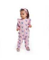 Andy & Evan Baby Girls Long Sleeve Romper w/Pom Pom Trim