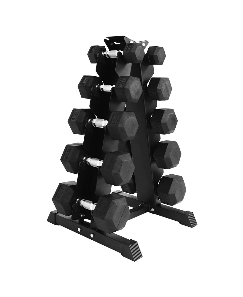 BalanceFrom Fitness BalanceFrom Signature Alloy Steel 150 lb Rubber Encased Hex Dumbbell Set, Black