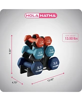 HolaHatha 1, 2 and 3 lb Neoprene Dumbbell Strength Training Weight Set with Rack