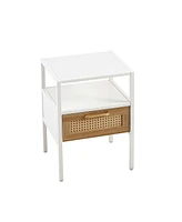 Slickblue Rattan End Table with Drawer for Stylish Storage