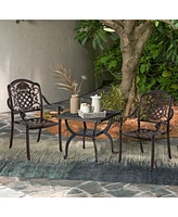 Gymax 21'' Cast Aluminum Outdoor Side Table Patio Square Coffee Table w/ Storage Shelf