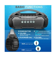 Pyle Portable Wireless Bluetooth Streaming Speaker With Tws Function & Microphone, Black