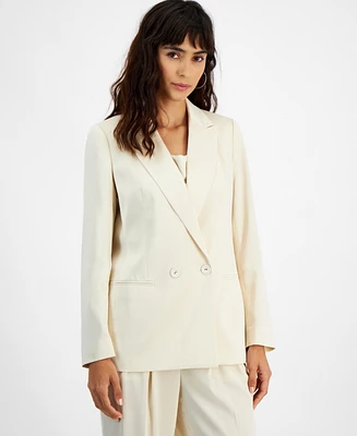 Bar Iii Women's Satin Notched Collar Double-Breasted Blazer, Created for Macy's