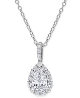 Moissanite Pear Halo 18" Pendant Necklace (1-1/3 ct. t.w.) in Sterling Silver