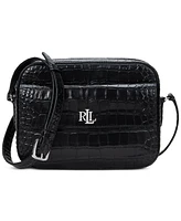 Lauren Ralph Marcy Croc-Embossed Leather Small Camera Bag