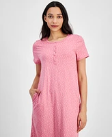 Charter Club Women's Cotton Short-Sleeve Nightgown, Created for Macy's