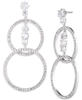 Emily in Paris Silver-Tone Pave & Crystal Open Circle Double Drop Earrings