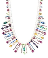 Emily in Paris Gold-Tone Multicolor Crystal & Imitation Pearl Statement Necklace, 16" + 3" extender