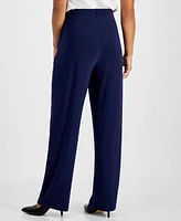 Ak Anne Klein Petite Solid Wide-Leg High-Rise Pants