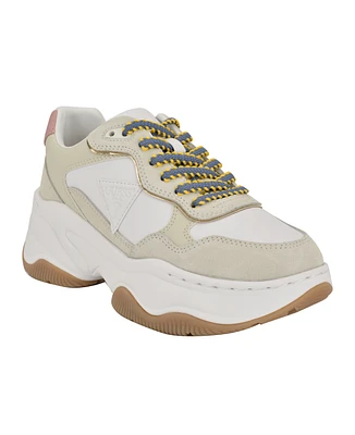 Guess Women's Happy Lace Up Chunky Outsole Retro Jogger Sneakers
