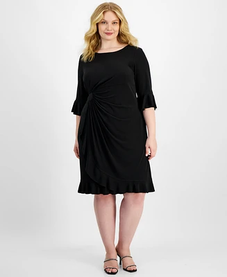 Connected Plus Size Ruffled Faux-Wrap Dress