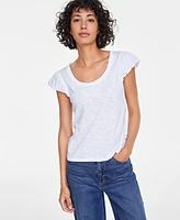 On 34th Women's Bubble-Sleeve Scoop-Neck T-Shirt, Created for Macy's