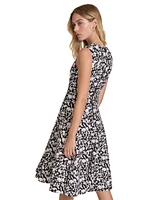 Calvin Klein Women's Printed Scuba-Crepe A-Line Dress