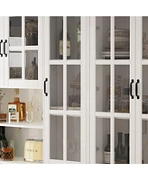 Famapy White Storage Cabinet, Bookcase with 25-Shelves and 2-Drawers