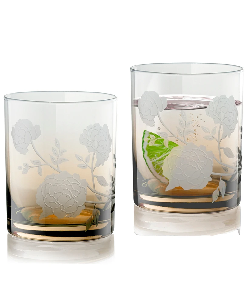 Qualia Glass Peony Double Old-Fashioned Glasses, Set of 2