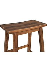 Slickblue Farmhouse Rustic 2-Piece Counter Height Wood Kitchen Dining Stools Perfect for Small Spaces