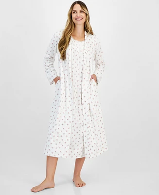 Charter Club Women's Cotton Floral Long Robe, Created for Macy's